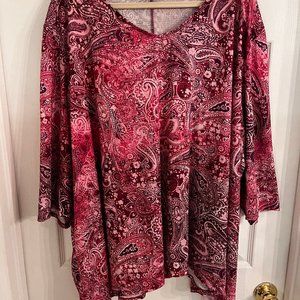 Catherines, Shirt, Shades of Pink Paisley Print, Size $X